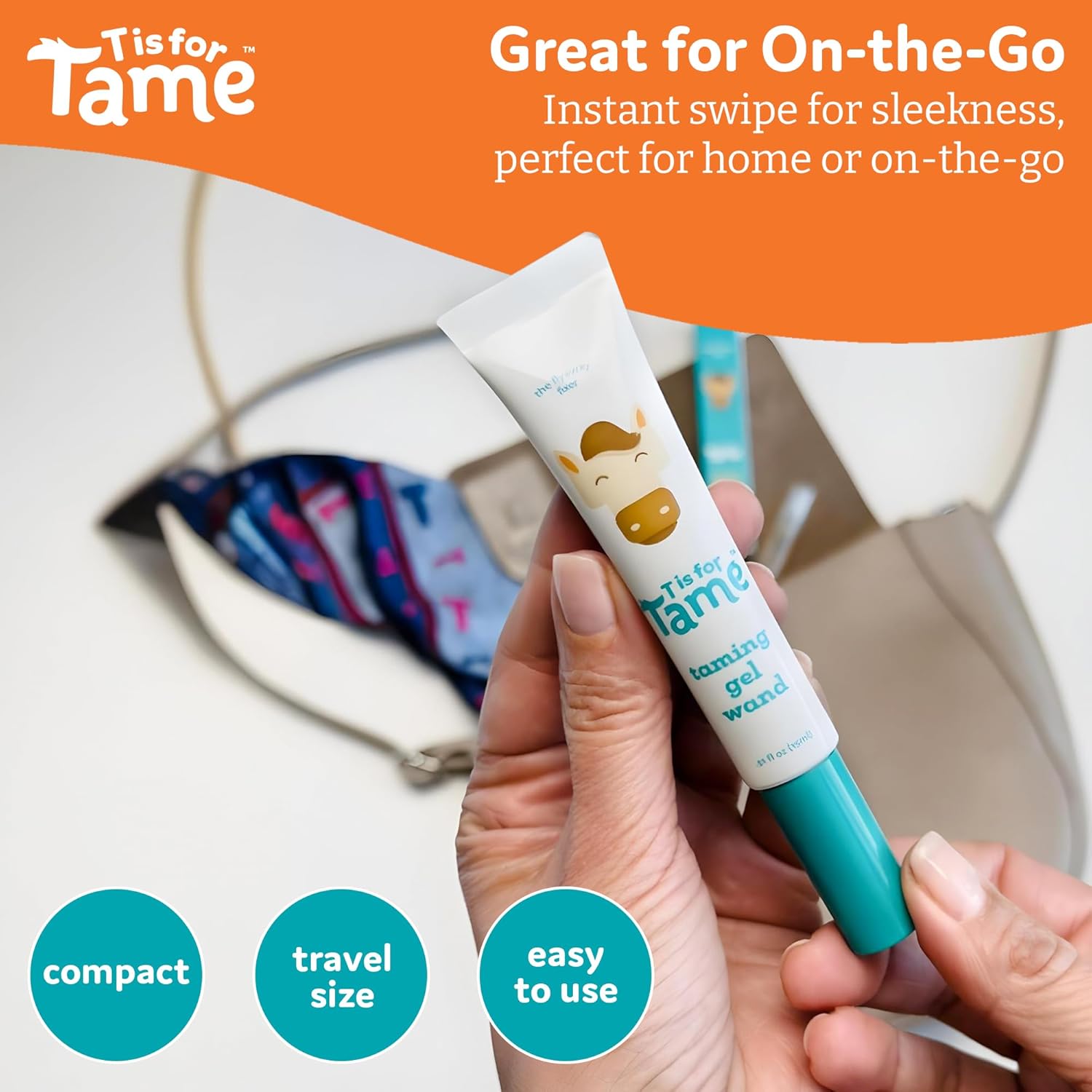 T is for Tame - Taming Gel Wand – Natural Flyaway Tamer for Kids & Adults – Smooths Baby Hairs, Frizz & Static – Alcohol-Free, Vegan & Cruelty-Free Hair Styling Gel – 0.5 fl oz - Image 7