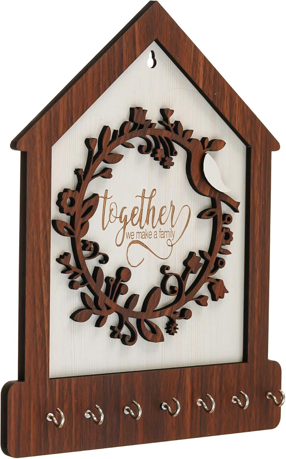 Webelkart Premium Family Designer Wooden Key Holder for Home/Office Decor, Key Holder for Wall Decor/Key Chain for Home Decor (12" inches)