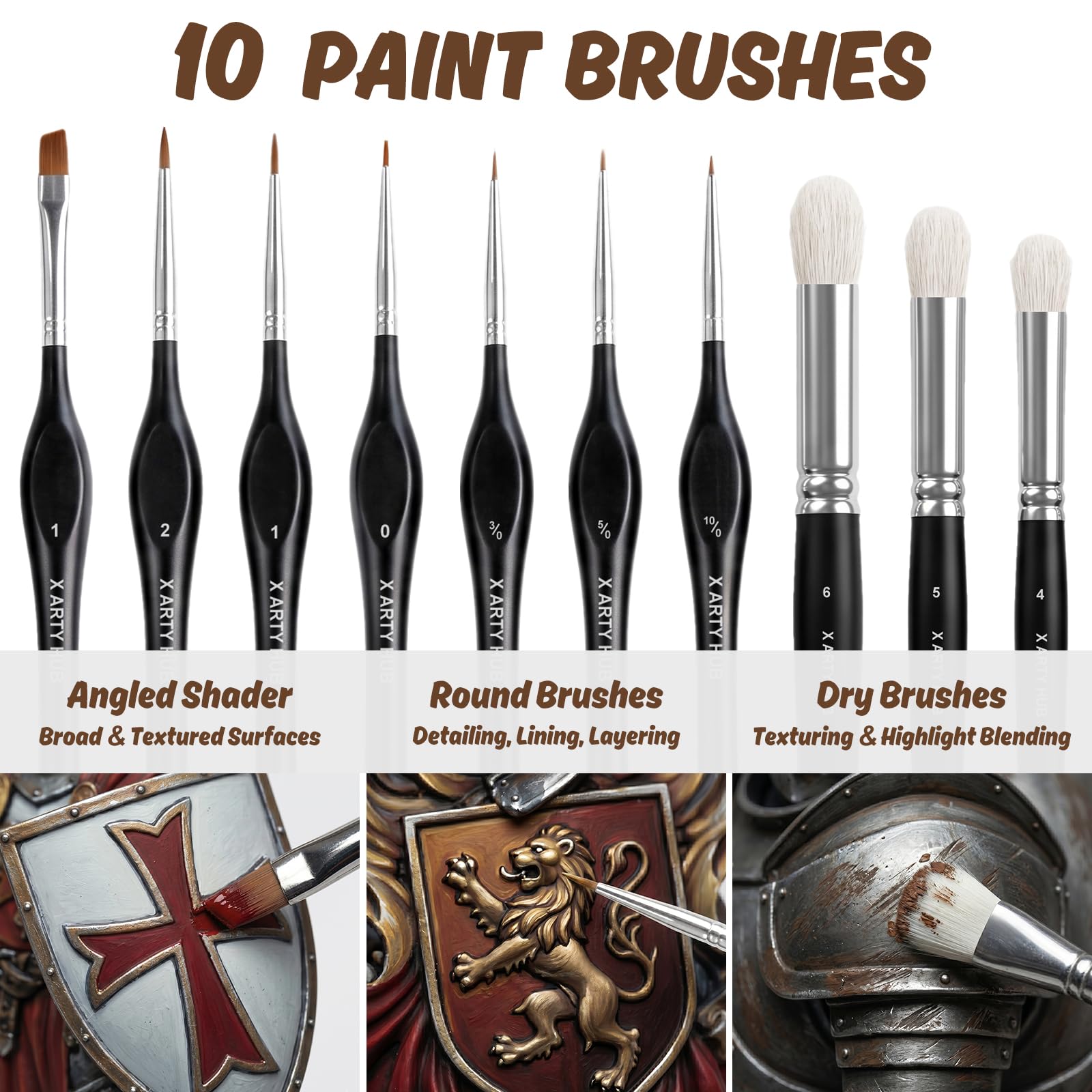 Kit di Colori per Modellismoper, Pennello e Aerografo | 20 Colori Acrilici, 3 Primer, Diluente e 10 Pennelli, per Auto in Miniatura, Miniature e Wargame da Tavolo