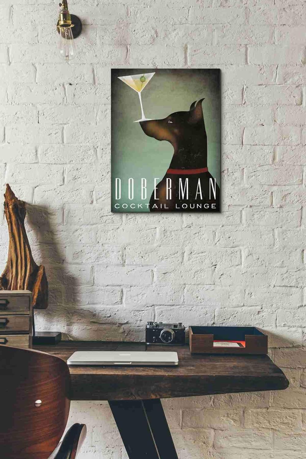 Epic Graffiti 'Doberman Martini' by Ryan Fowler, Canvas Wall Art, 12"x18"