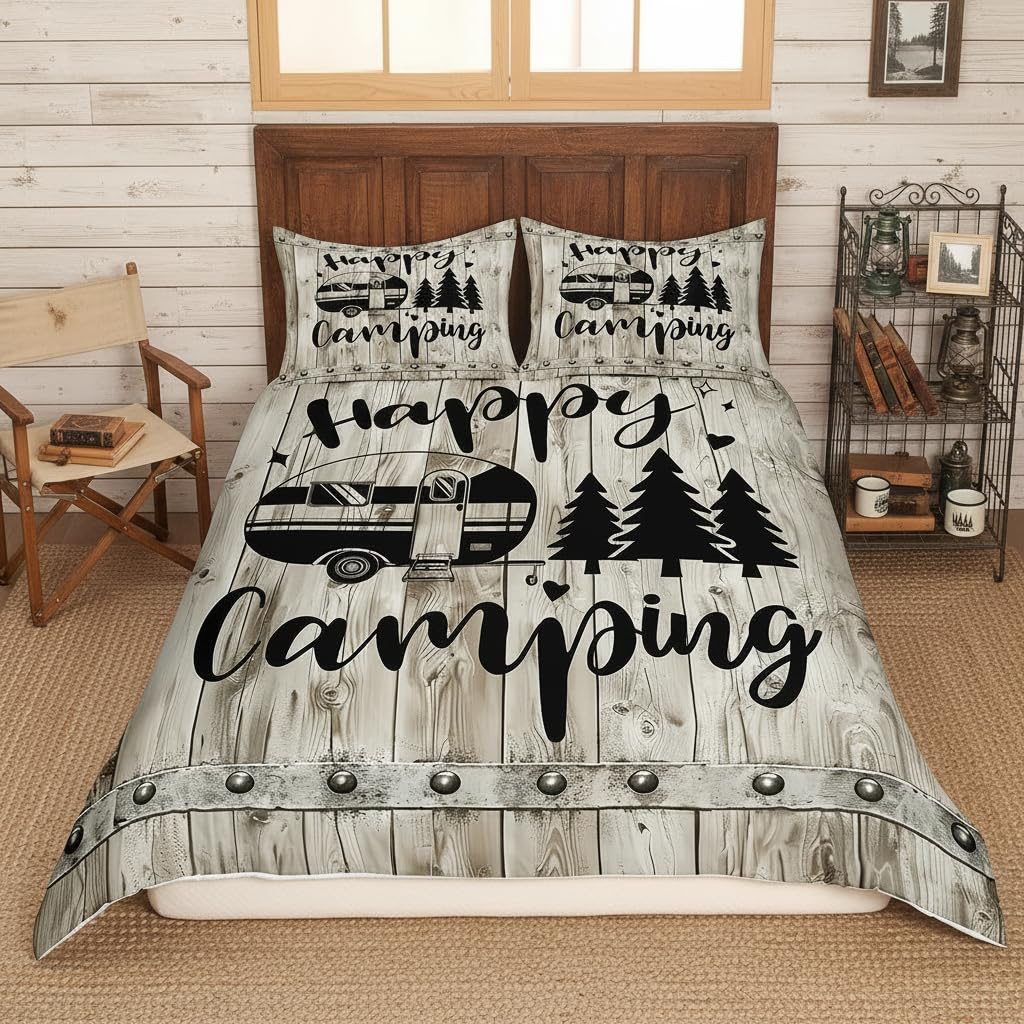 Parure de lit motif bois anti-stress avec housse de couette 135x200 cm
