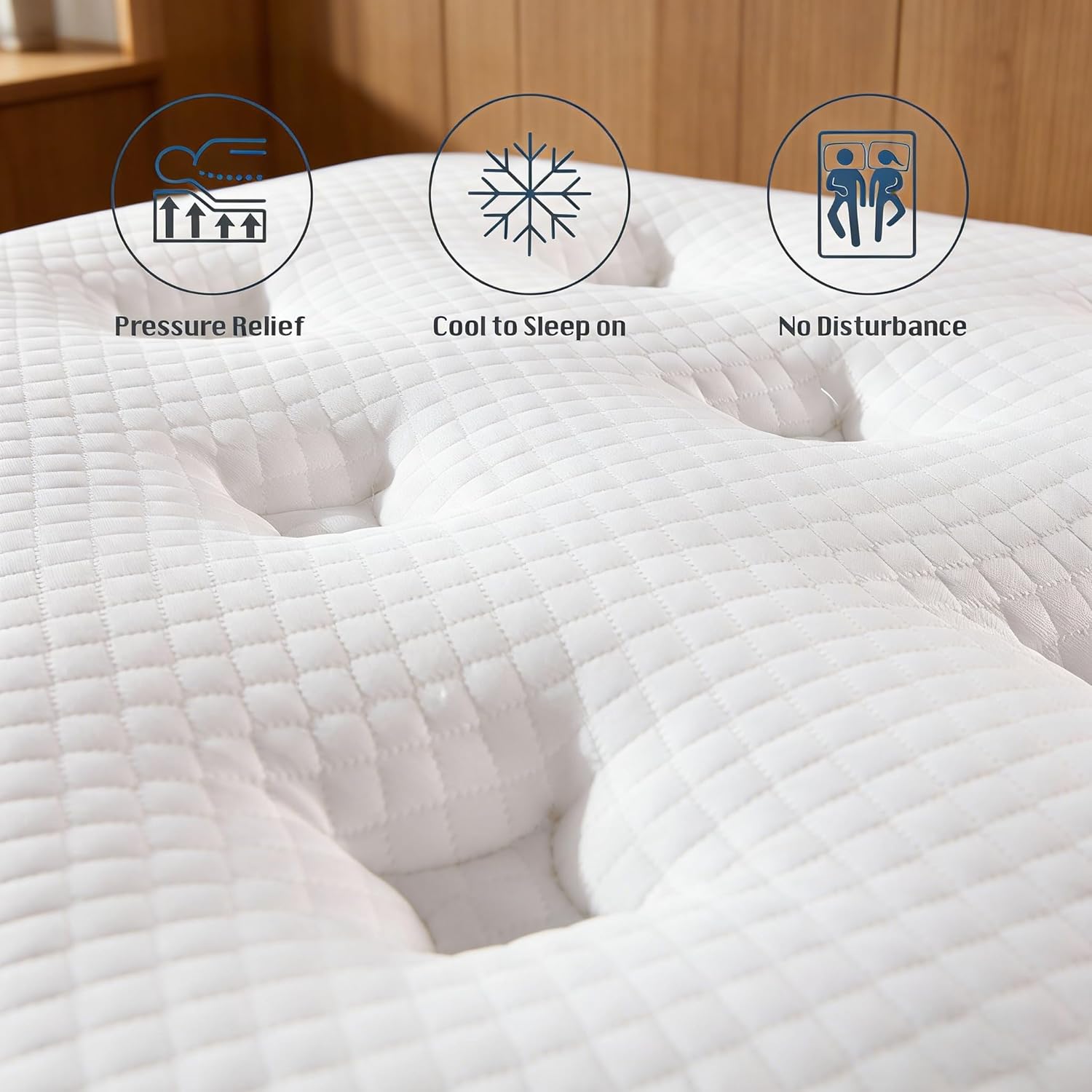 Queen Mattress - 12 inch Hybrid Mattress Queen Size in a Box, Memory Foam Mattress with Pocket Springs, Medium Firm, Pressure Relief & Motion Isolation, CertiPUR US Certified, 100 Nights Trial