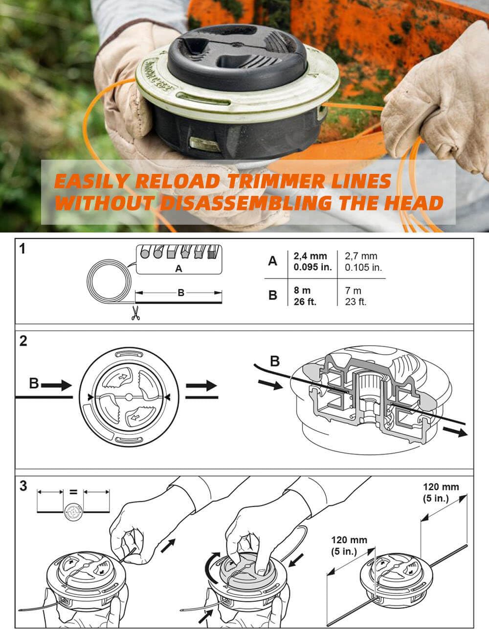 HENTROY 40027102169 Cabezal de recortadora Autocut C26-2 para desbrozadoras Stihl FS55 FS56 FS70