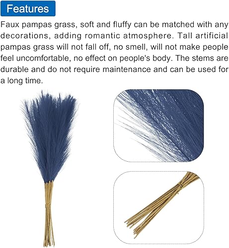 Miniatura 4 de MECCANIXITY 20 piezas de hierba de pampa sintética, 21 pulgadas21.7 in, decoración de hierba de pampa falsa para sala de estar, fiesta, jarrón de