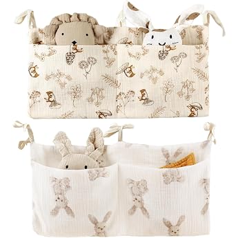 Pack of 2 Baby Bed Organiser Baby Hanging Nursery Organiser Storage Bag Nappy Organiser Side Bed Baby KAMHBE