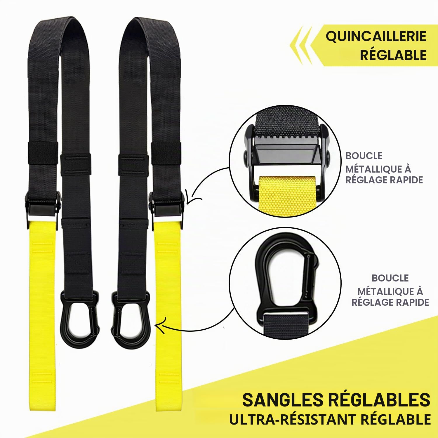 Sangle de Suspension d'exercice de Suspension Sangle Fitness Kit pour Musculation Multifonction Kit Entraînement Stretch chez Home Gym Sling Trainer Kit d'entraînement