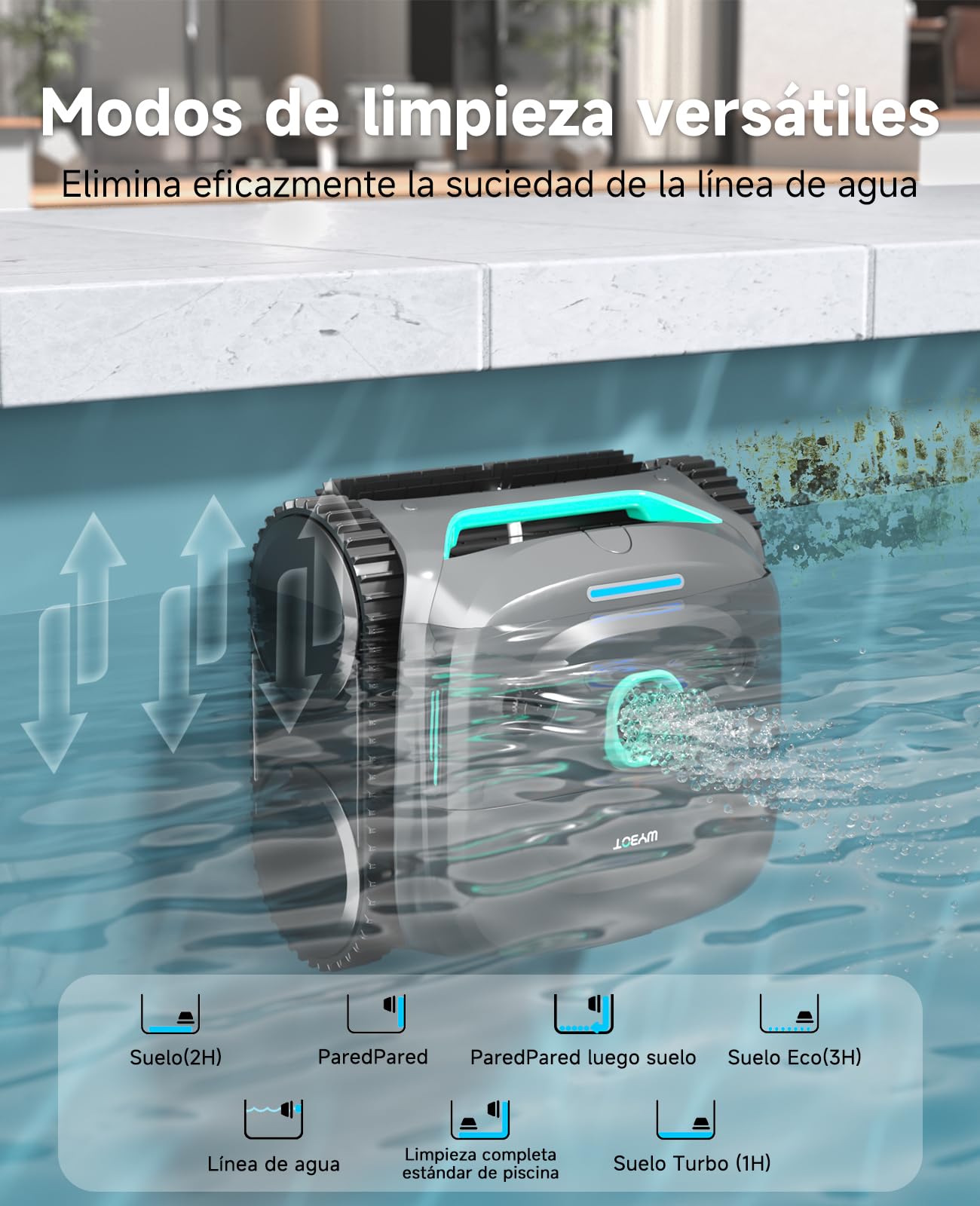 WYBOT C2 Limpiafondos Piscina Robot Inalámbrico, 3 Motores, Doble Filtración, Limpieza Paredes y Línea de Agua, Autonomía 180 Min, para Piscinas Enterradas hasta 150㎡, App(Verde Gris Oscuro-Verde)