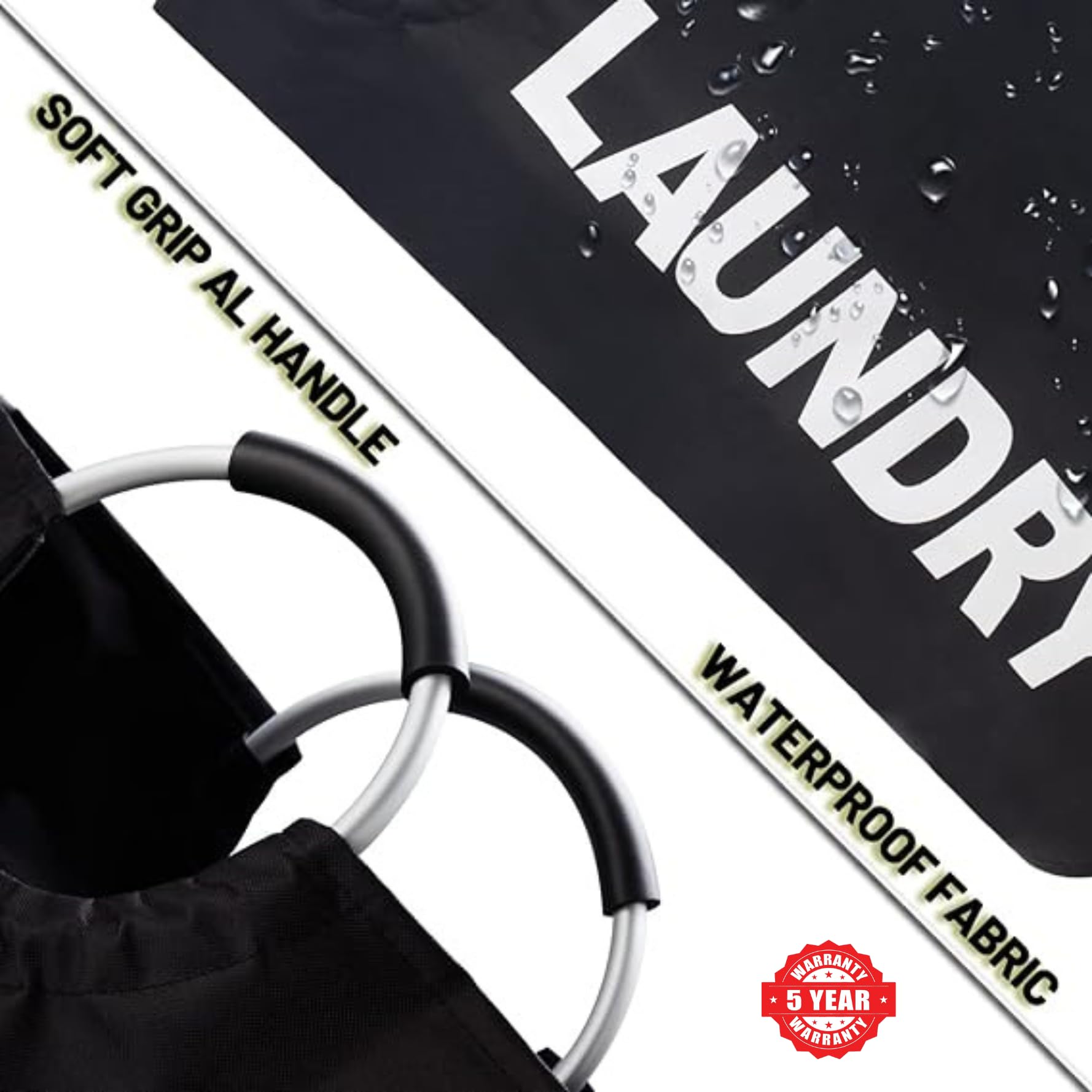 Velolight Laundry Basket with Handles (X-Large 115 Lts) Big Foldable Laundry Bag Waterproof Bin Hamper for Dirty Used Clothes for Washing (79Cms * 43Cms) (Black, X-Large) 1