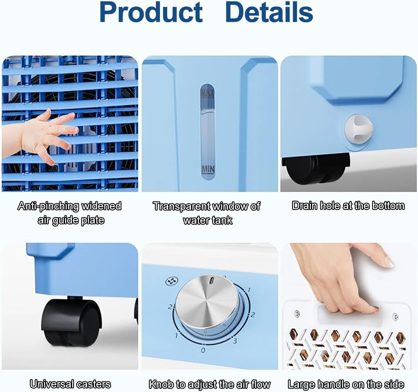 Portable Air Cooler Evaporative Swamp Cooler Cooling Air Fan with Large Water Tank, 3-Speed Fan, Ultra-Quiet Operation, for Outdoor & Indoor Use, Knob Control(30L/8Gal)