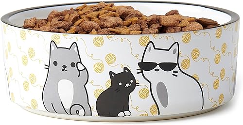 Miniatura 5 de PetRageous 17013 Tangled Kitty Cuenco para gatos apto para lavavajillas con capacidad para 2 tazas, 5 pulgadas de diámetro por 2 pulgadas de alto