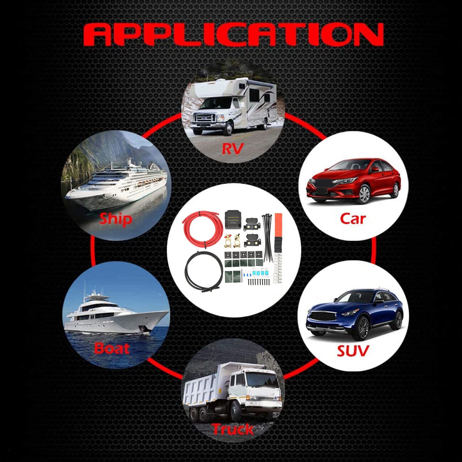 Kit de Aislador de Batería Dual, relé de Voltaje Automático de 140 Amperios para Automóviles, Camiones, Vehículos Recreativos, Barcos con Diseño Resistente Al Agua