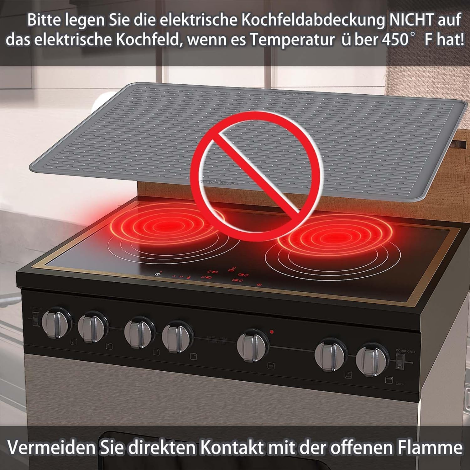 Silikon-Schutzmatte Für Induktionskochfeld – 71x50 Cm, Hitzebeständig Bis 220°C, Wasserdicht, Leicht Zu Reinigen