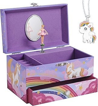 SONGMICS Ballerina Music Jewelry Box - Rainbow & Unicorn, Purple