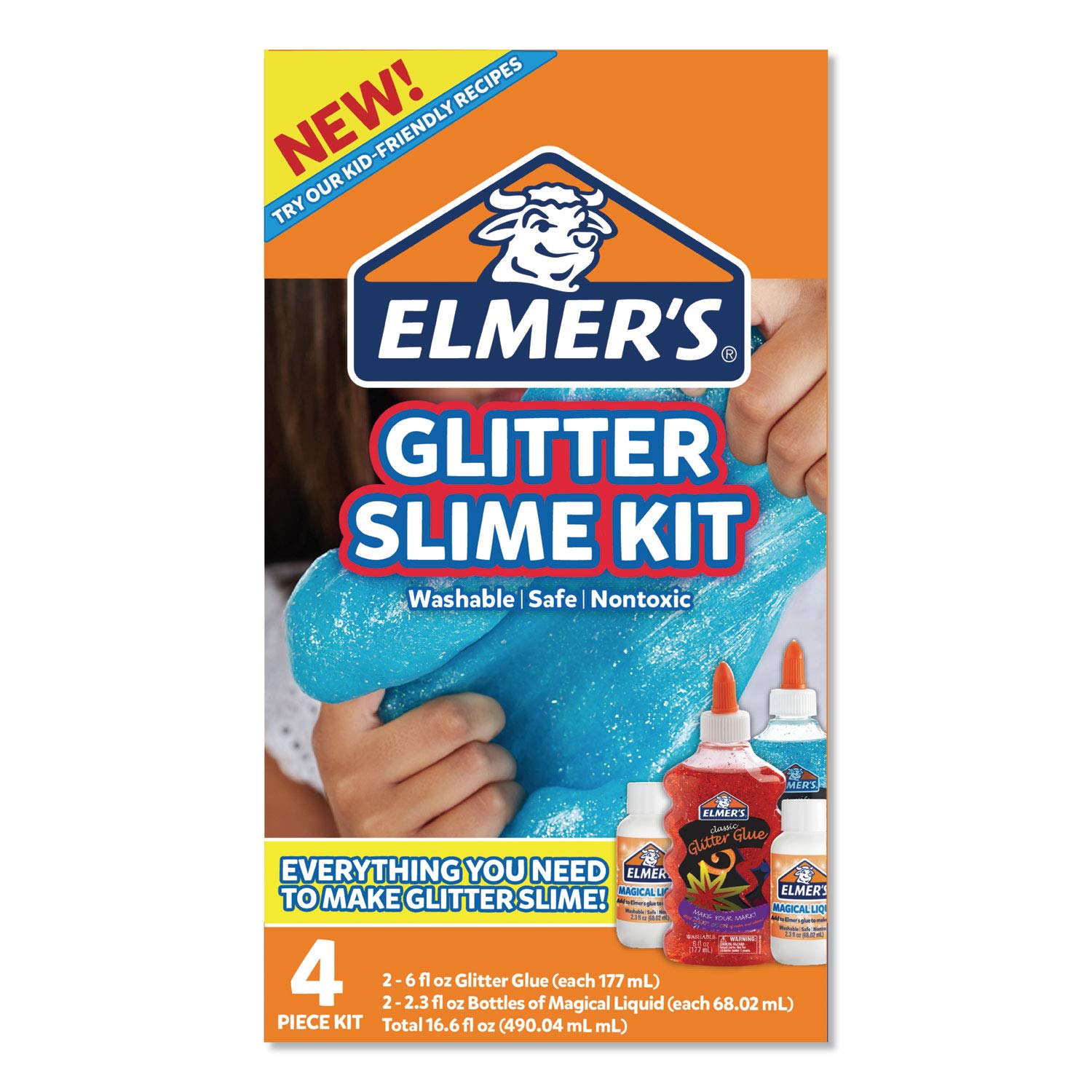 Elmer's Glitter Slime Kit, Liquid Glitter Glue, Assorted Colors, with Glue Slime Activator, 4 Count