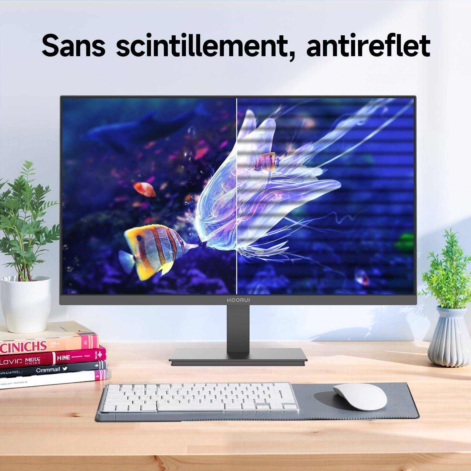 KOORUI E2411F 23.8 inch PC Screen, FHD 1920 x 1080 Monitor, 100Hz Screen, IPS HDMI VGA Eye Care, VESA 100 x 100 mm