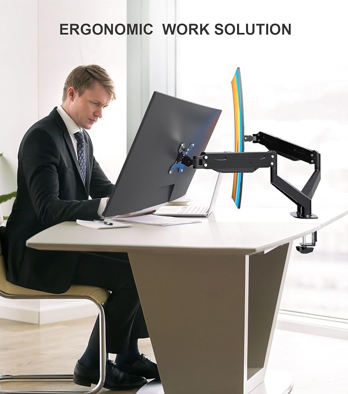 Pholiten Dual Monitor Stand 17-27" Gázrugós Monitortartó Két Képernyőhöz