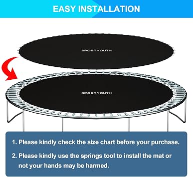 SPORTYOUTH Trampoline Replacement Mat Fits 12ft/14ft/15ft Round Trampoline