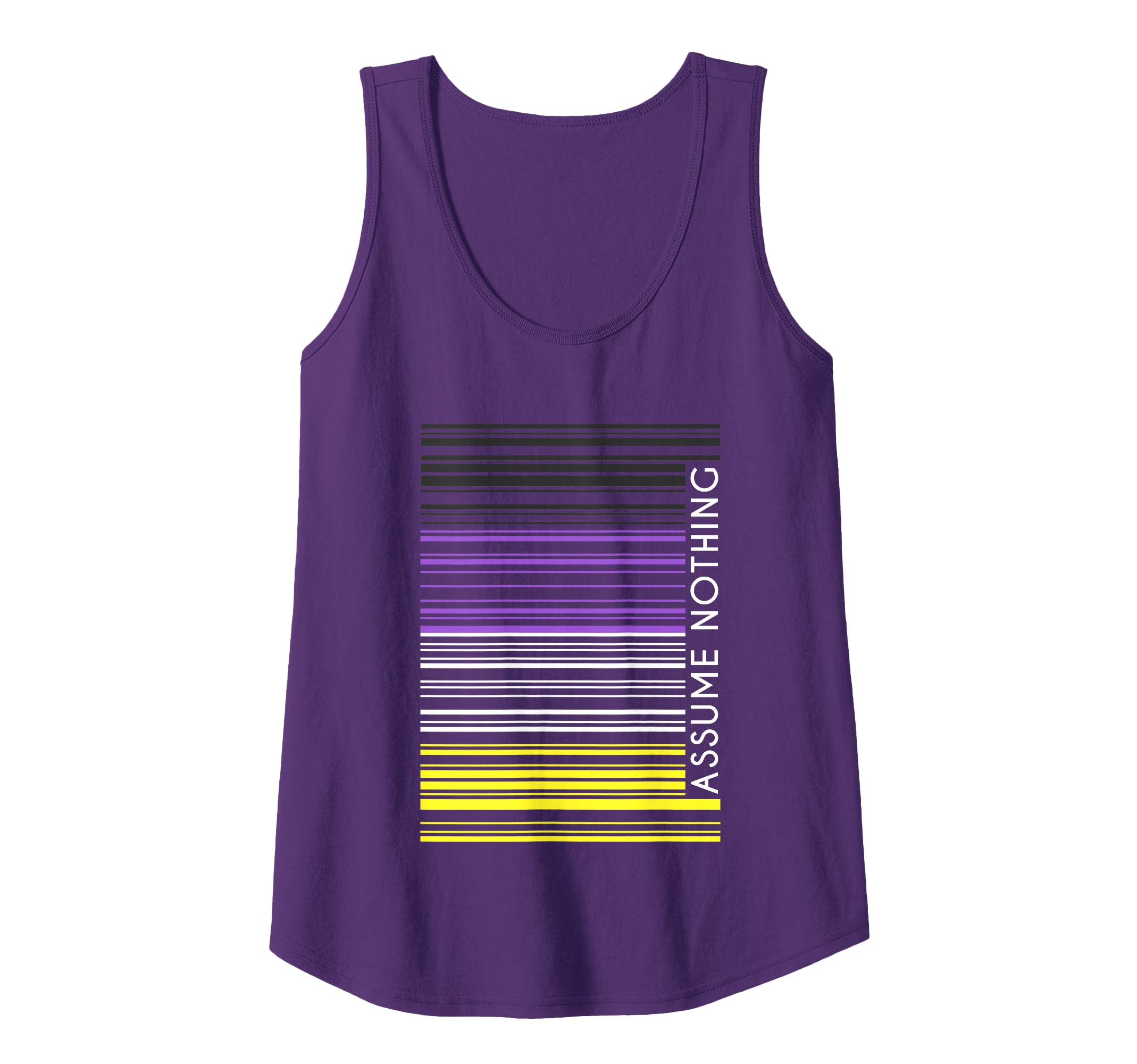 Assume Nothing Nonbinary Flag Barcode Enby Genderqueer LGBT Tank Top