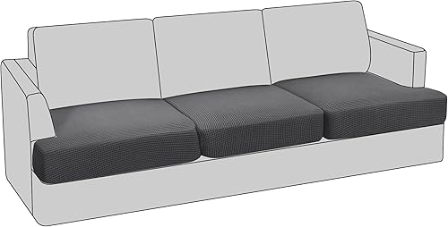 PrinceDeco Fundas elásticas para sofá con cojín en forma de T de jacquard de 3 piezas, fundas de cojín para sofá de 3 cojines, con parte inferior