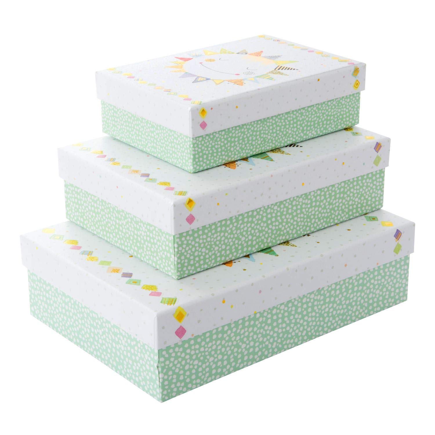 Goldbuch Set 3 Scatole Regalo Turnowsky Design Happy Sun, Misure Assortite, Con Stampa Artistica Dorata E Rilievo, Per Confezioni Regalo