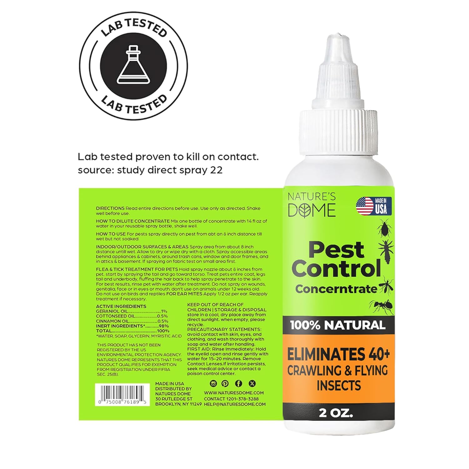 Nature's Dome Eco-Friendly Pest Control Bundle – 16 oz Spray & 2 Pack Indoor Bug Spray Concentrate (2 oz Each, Refills Make 2 Additional Bottles) – Child & Pet Safe, Fast-Acting Insect Control with Na