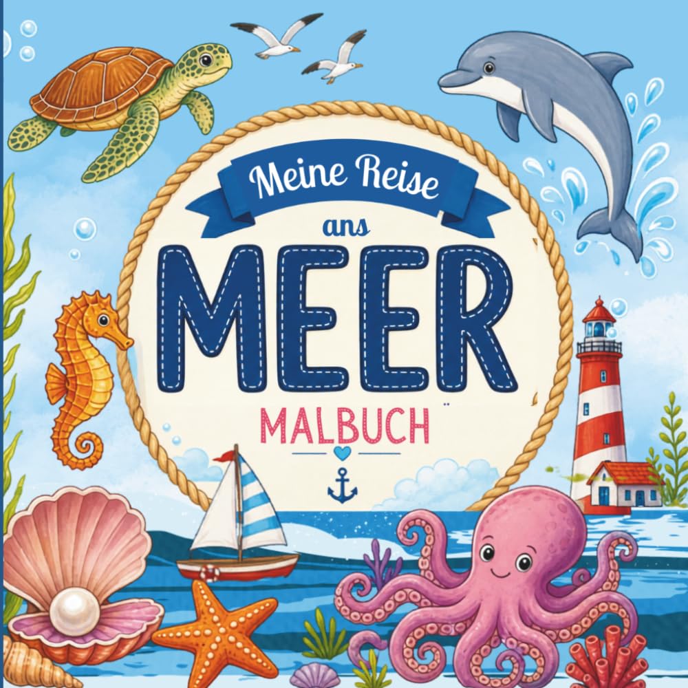 Meine Reise ans Meer Malbuch für Kinder, Jugendliche und Erwachsene