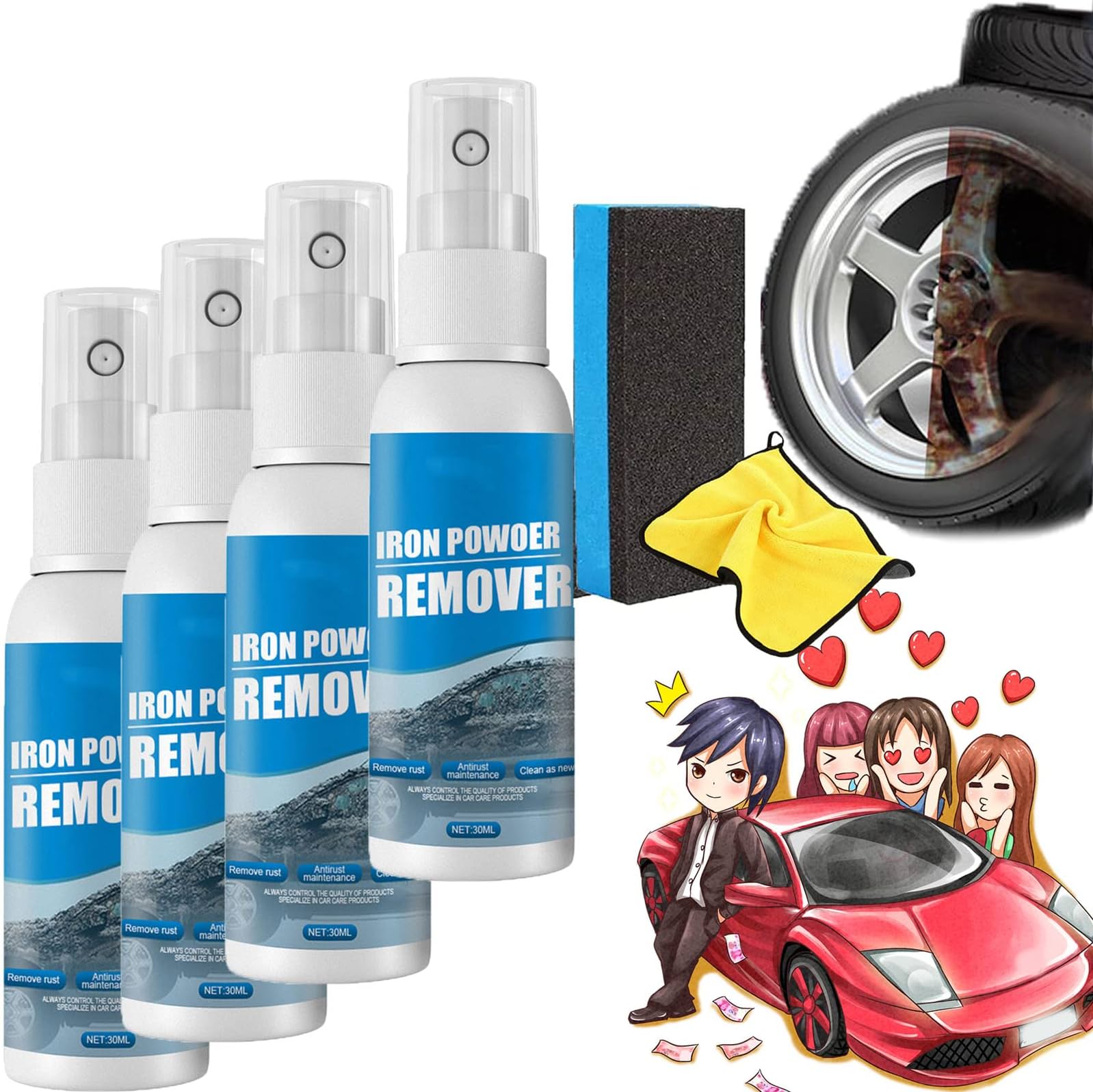 Amazon.com: Iron Powder Remover. Car Rust Remover Spray. Car Rust Removal  Spray. Iron Powder Remover for Car. Rust Inhibitor Derusting Spray  (30ML.4PCS) : Automotive