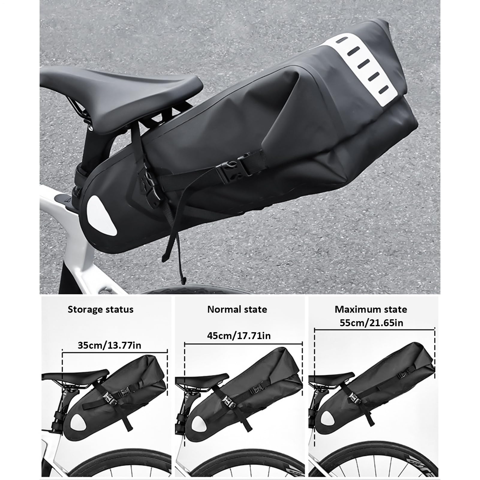Torba na siodełko rowerowe, 10 l, odblaskowa torba do przechowywania pod siedzeniem, torba na siodełko, dla kobiet, młodzieży, nastolatków, rowerzystów, hobbystów, entuzjastów, rodziny, przyjaciół