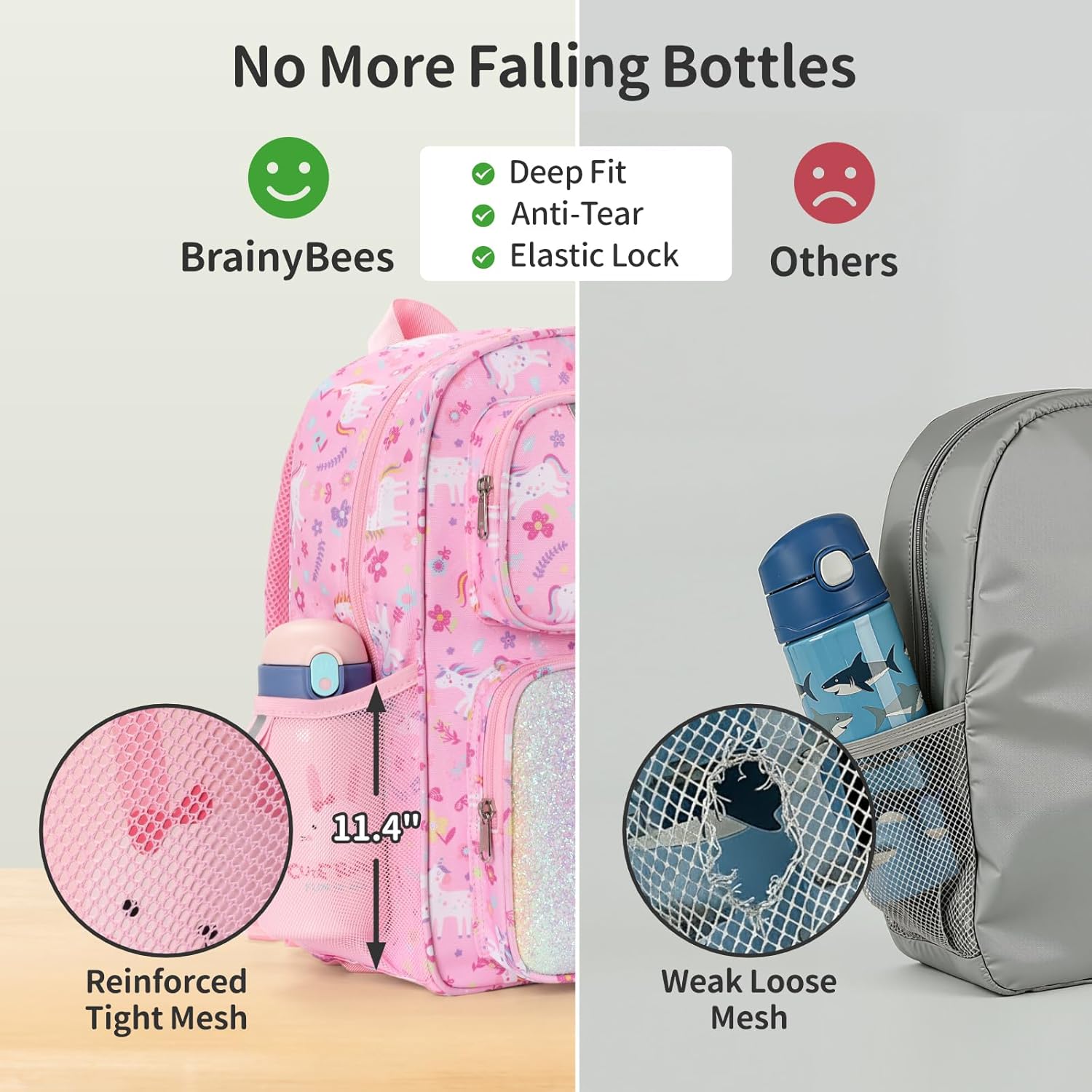 Kids Backpack for Girls Kindergarten & 1st Grade - 15 Inch Lightweight School Bookbag Fits Folder, Unicorn Backpack for Kids 4-7 with Chest Strap & Insulated Pocket, Pink - Image 8