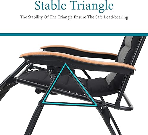 Miniatura 6 de HERA'S HOUSE Sillón de gravedad cero acolchado tamaño XL con reposabrazos más anchos, reclinable ajustable con soporte para tazas, soporta 350