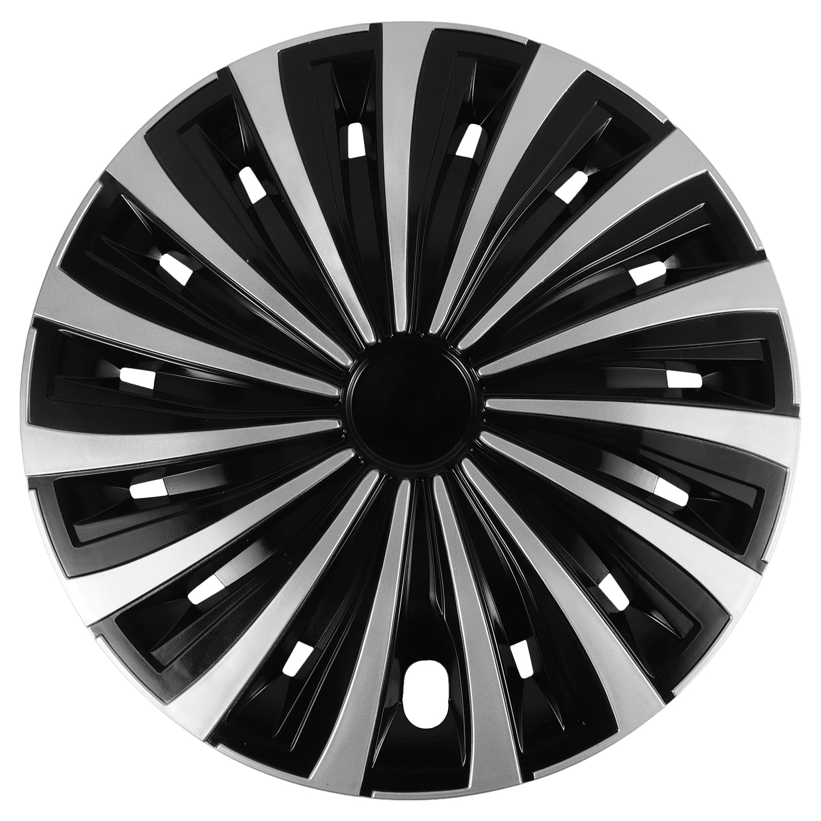 HEALLILY Premium Quality 12 Black Silver Hubcaps/Wheel Covers fits One-Piece Heavy Duty Construction Wheel Rim Cover