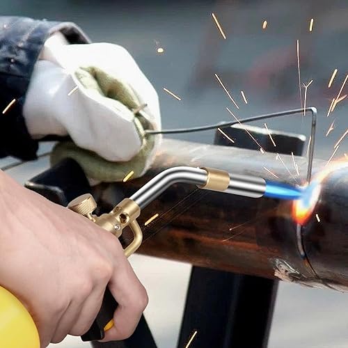 Miniatura 7 de IDEALFLAME Cabezal de soplete de soldadura de alta intensidad, cabezal de antorcha de gas MAPP de arranque portátil con encendedor, antorcha de