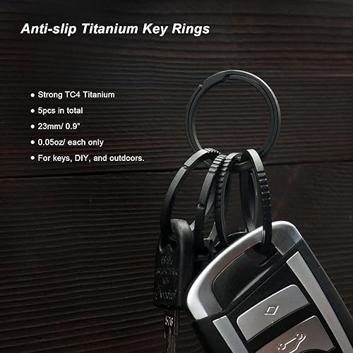 Miniatura 2 de Llavero de empuje lateral de titanio negro para mosquetón de liberación rápida EDC anillos divididos para llaveros resistentes
