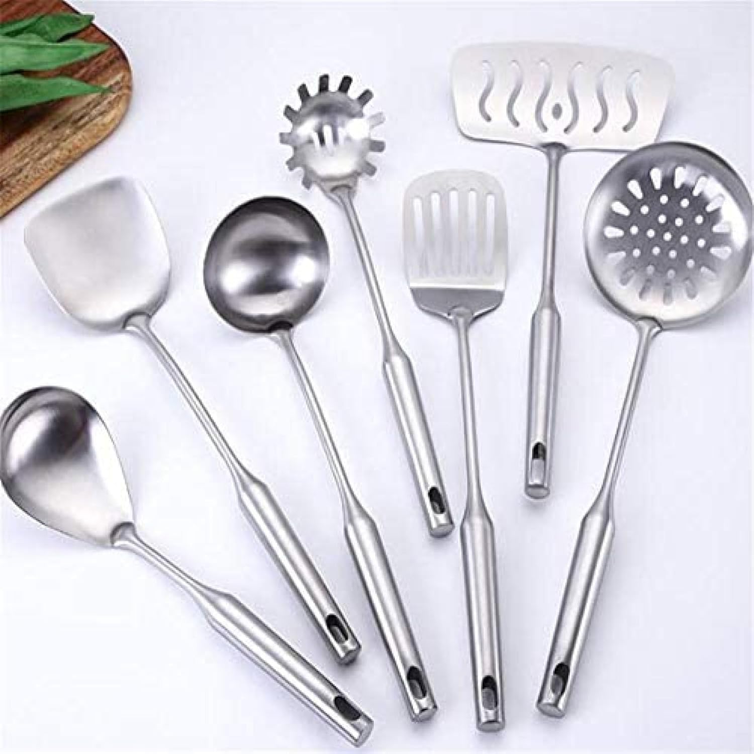 Juego de utensilios de cocina de acero inoxidable 304, vajilla con mango hueco, juego de regalo de 7 piezas de utensilios de cocina