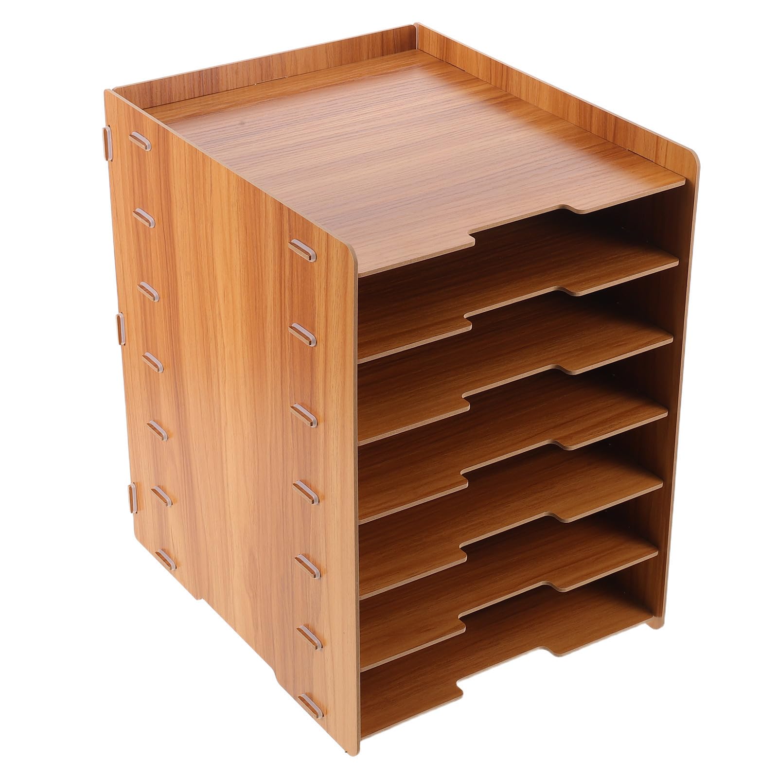 Portadocumenti da Scrivania in Legno a 7 Strati con Struttura Rinforzata e Visibilità Ottimizzata, Organizer Multi-livello per Ufficio e Casa con Design Naturale Estetico