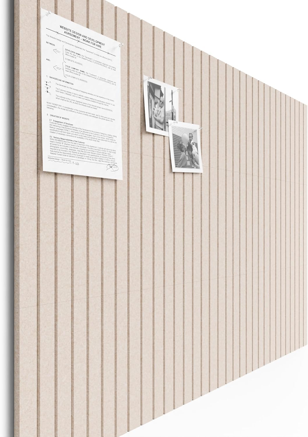 Bumusty Large Cork Board Alternative-48 x 36 Felt Bulletin Board Tiles, with 30 Pushpins, 70 Adhesive Tabs, 12-Pack Slat Wall Paneling, Cork Boards for Office Push Pin Board Felt Board-Oatmeal