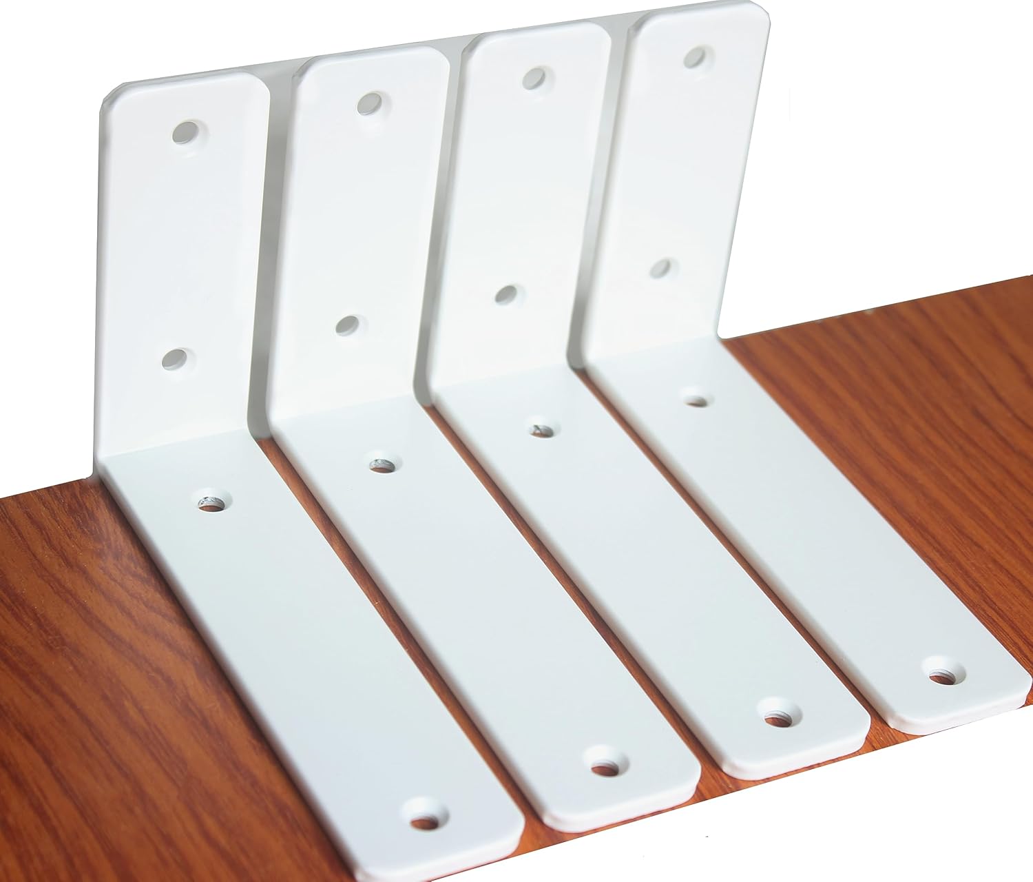 4 Pack - L 6" x H 4" x W1.5, 5mm Thick White L Shelf Bracket, Iron Shelf Brackets, Metal Shelf Brackets, Floating Shelf, Shelf Supports with Screws