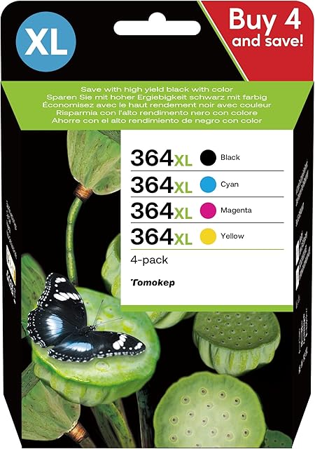 Replacement for HP 364XL Ink Cartridges Multipack High Yield, Black Cyan Magenta Yellow, Compatible with Photosmart 5510 5511 5515 5520 5524 6510 6520 7510 7520,Officejet 4610 4620,Deskjet 3070A 3520