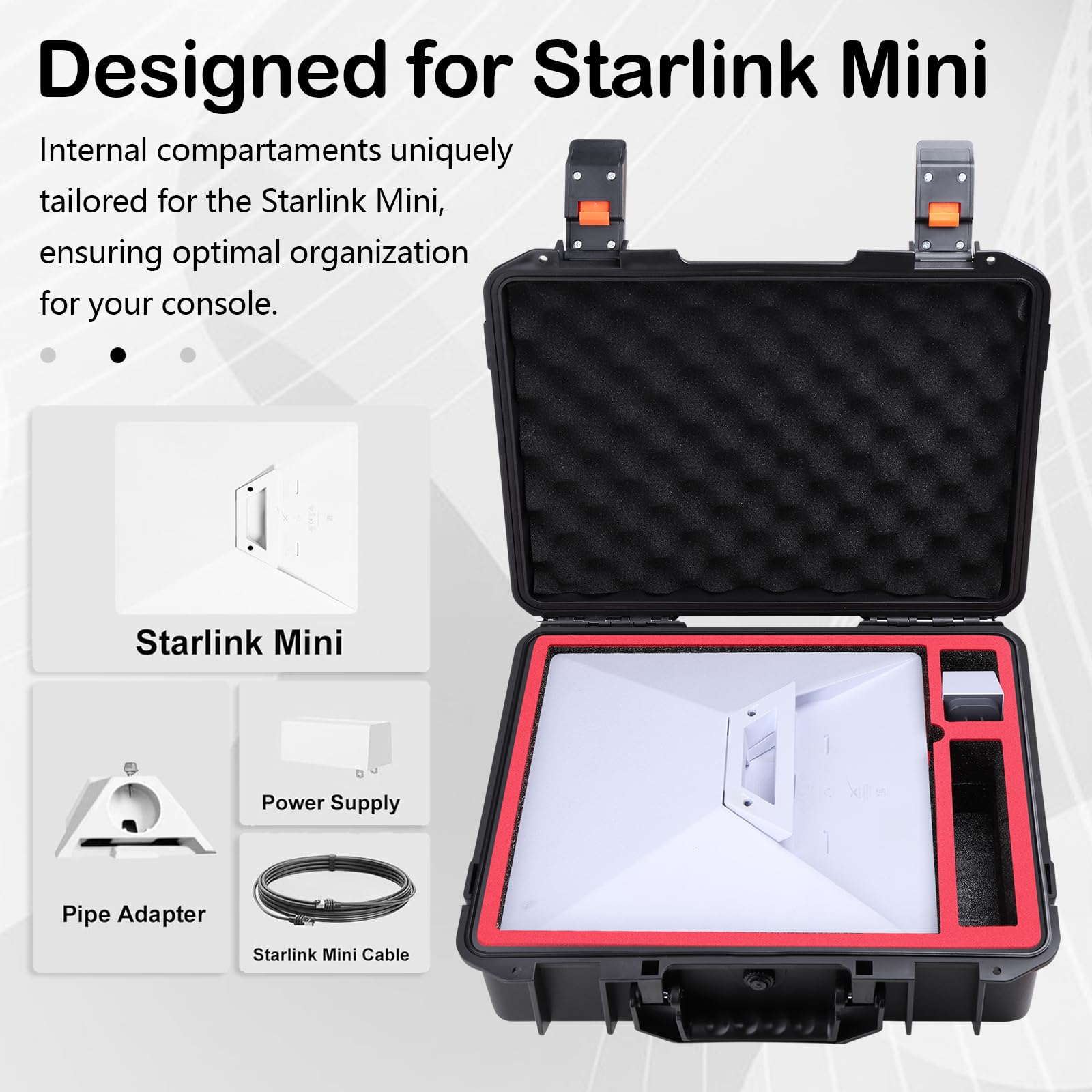 Borsa Portatile per Starlink, Custodia Rigida Impermeabile da Viaggio Custodia da Viaggio Guscio Rigido in Schiuma Ammortizzante Interno Case per Supporto Adattatore Tubo Cavo di Alimentazione