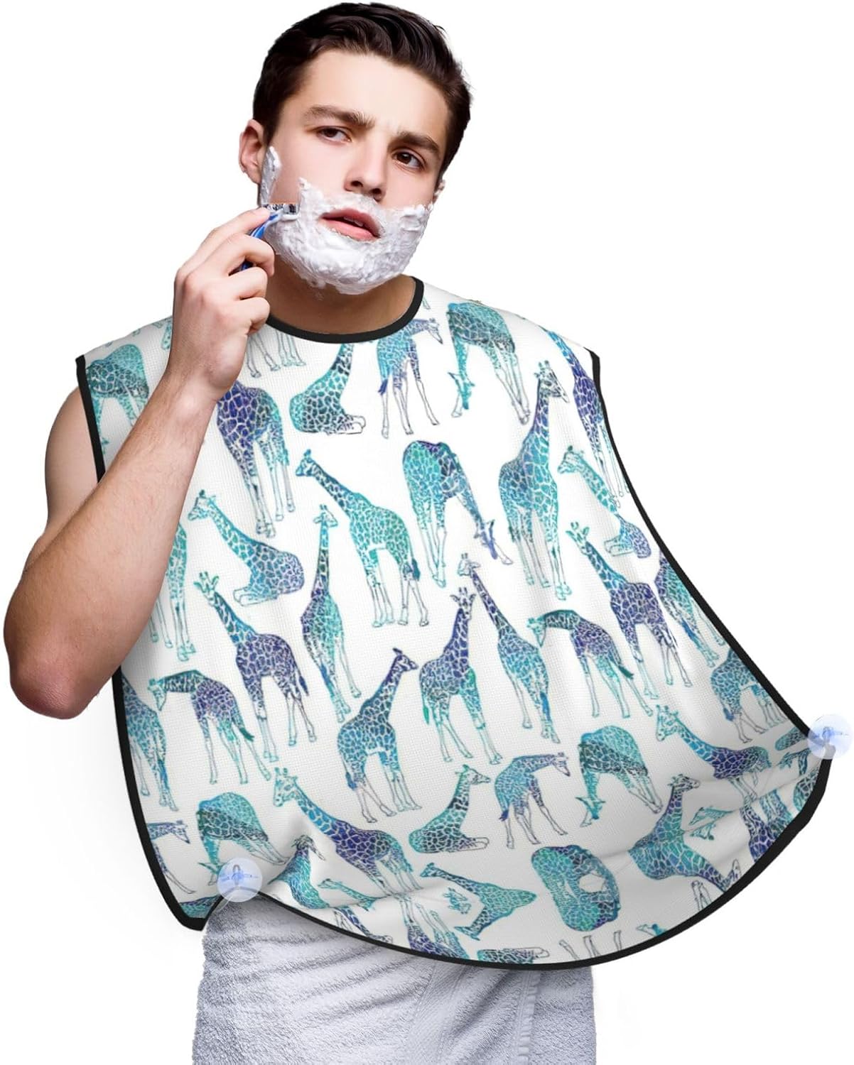 Giraffe Pattern Print Beard Bib Apron, Shaving Apron For Dad, Men'S Hair Catcher For Shaving Best Gifts For Dad