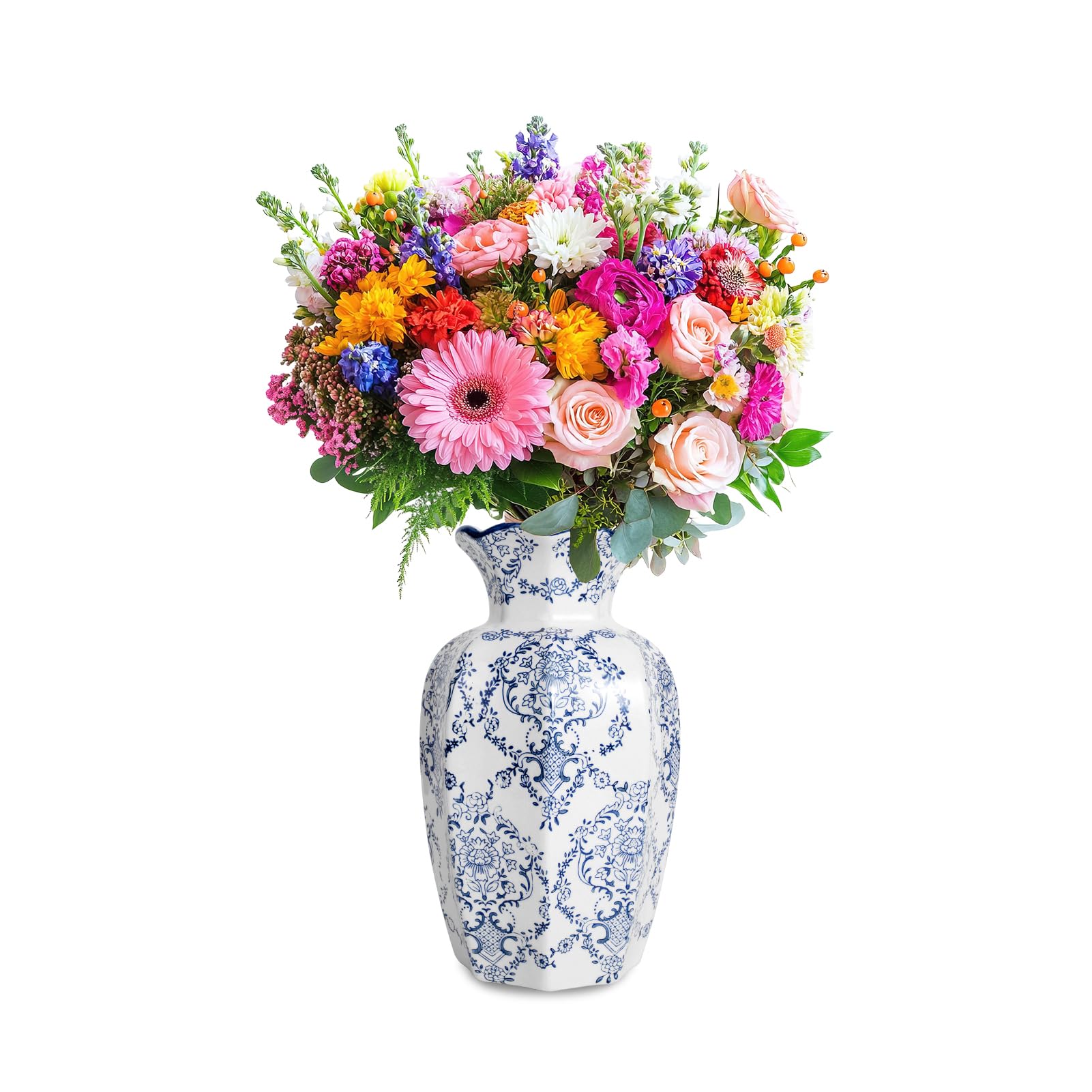 Photo 1 of Chinoiserie Ceramic Vase,9.5 Inch Blue and White for Flower,Home Decor