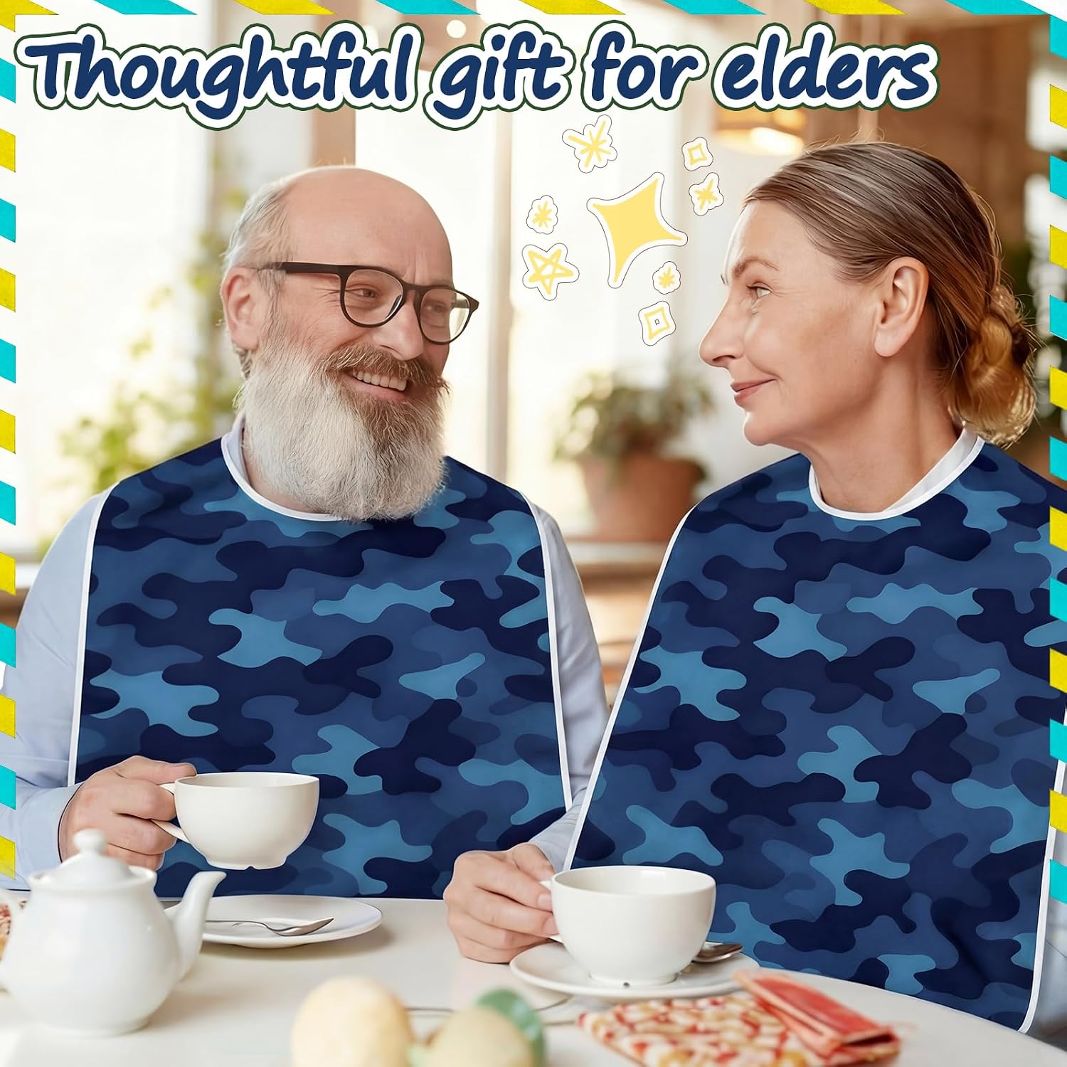 Toulite 3 Pcs Adult Bibs for Eating Extra Large Adult Bibs for Elderly Men Waterproof Adults Bib with Crumb Catcher