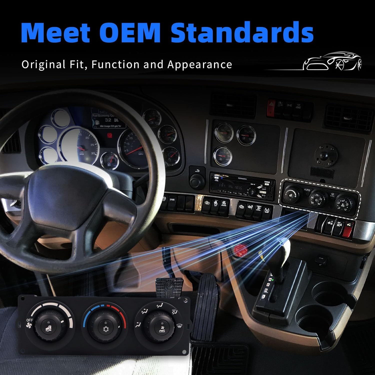 F21-1013-11-000 HVAC Climate Control Module Heater Control Panel Air Conditioning Compatible with Kenworth Paccar T680 T880 2006-2023 Suitable for Sleeper Cars