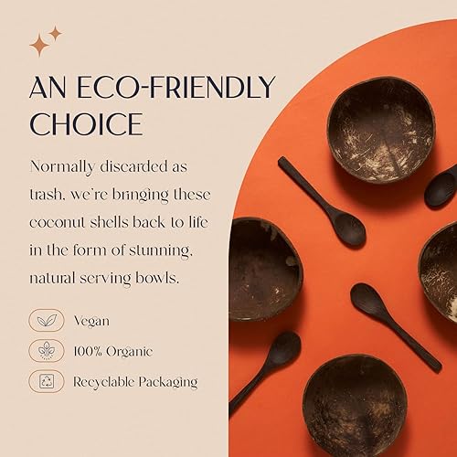 Miniatura 2 de Juego de Cuencos de Coco con Cucharas de Madera  Regalos de Elefante Blanco Para Adultos, Regalos de Navidad. Cuencos Ecológicos de Acai, Cuencos de