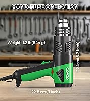 Vista 8 de Pistola de calor industrial de 1800 W, calentamiento rápido, control de temperatura variable de 122 ℉ a 1202 ℉, protección contra