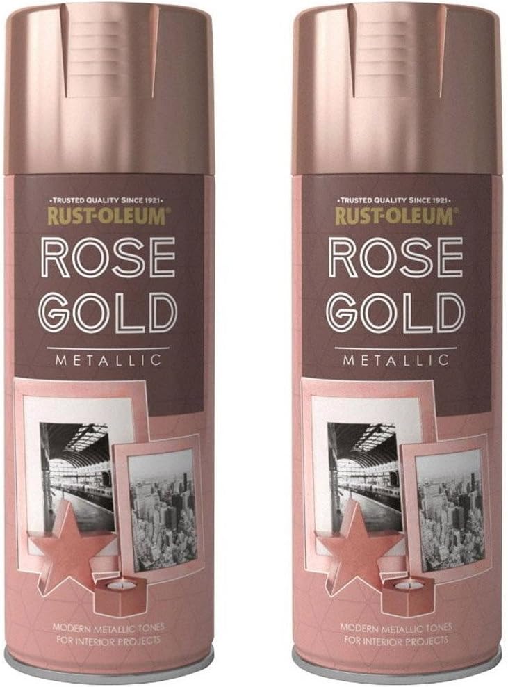 2 x Rust-Oleum 400ml Metallic Finish Spray Paint Rose Gold