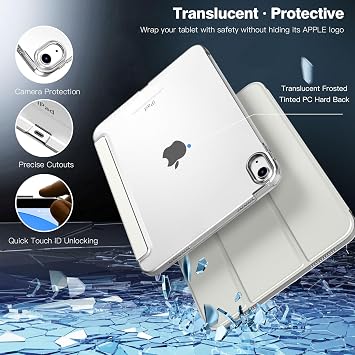 TiMOVO Case for iPad A16 11th Gen 11/10th Gen 10.9, Apricot Gray | Slim Stand Cover, Hard Translucent Back, Support Touch ID, Auto Wake/Sleep