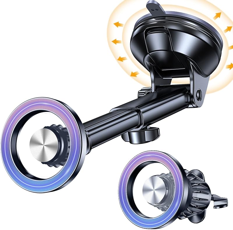 Coolpow para MagSafe Soporte de auto【 Parabrisas+Vent+Dash Soporte】 magnético de teléfono para auto Soporte de teléfono Soporte de teléfono celular para sus accesorios de auto Soporte de teléfono de succión para auto Soporte de camión para iPhone 17 16
