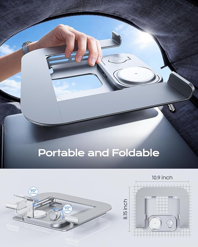 Base para Laptop Meifigno con Cargador Inalámbrico, Aluminio Plegable miniatura 7