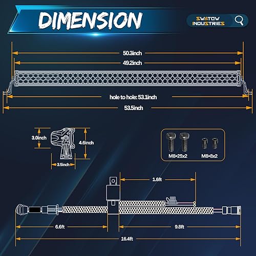 Miniatura 2 de Barra de luz de triple fila de 50 pulgadas, kit de barra de luz LED de 330 W, luces todoterreno con arnés de cableado, cubierta negra, luz